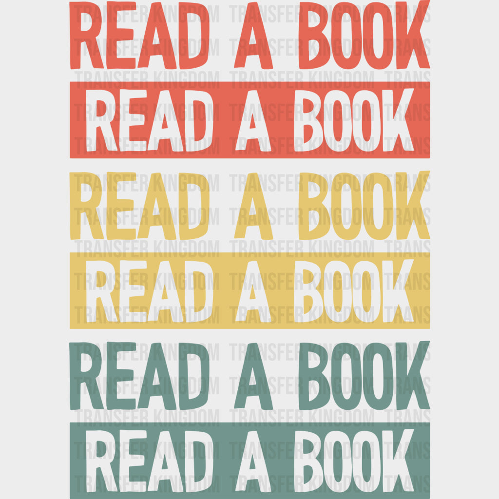 Read A Book Red Yellow Teal - Librarian DTF Transfers