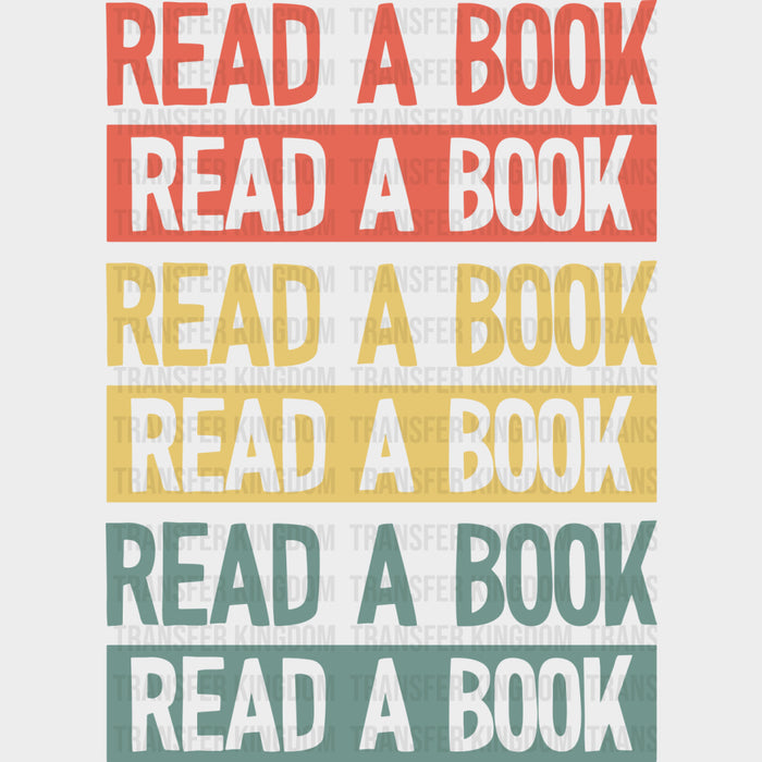 Read A Book, Red, Yellow, Teal - Librarian DTF Transfers