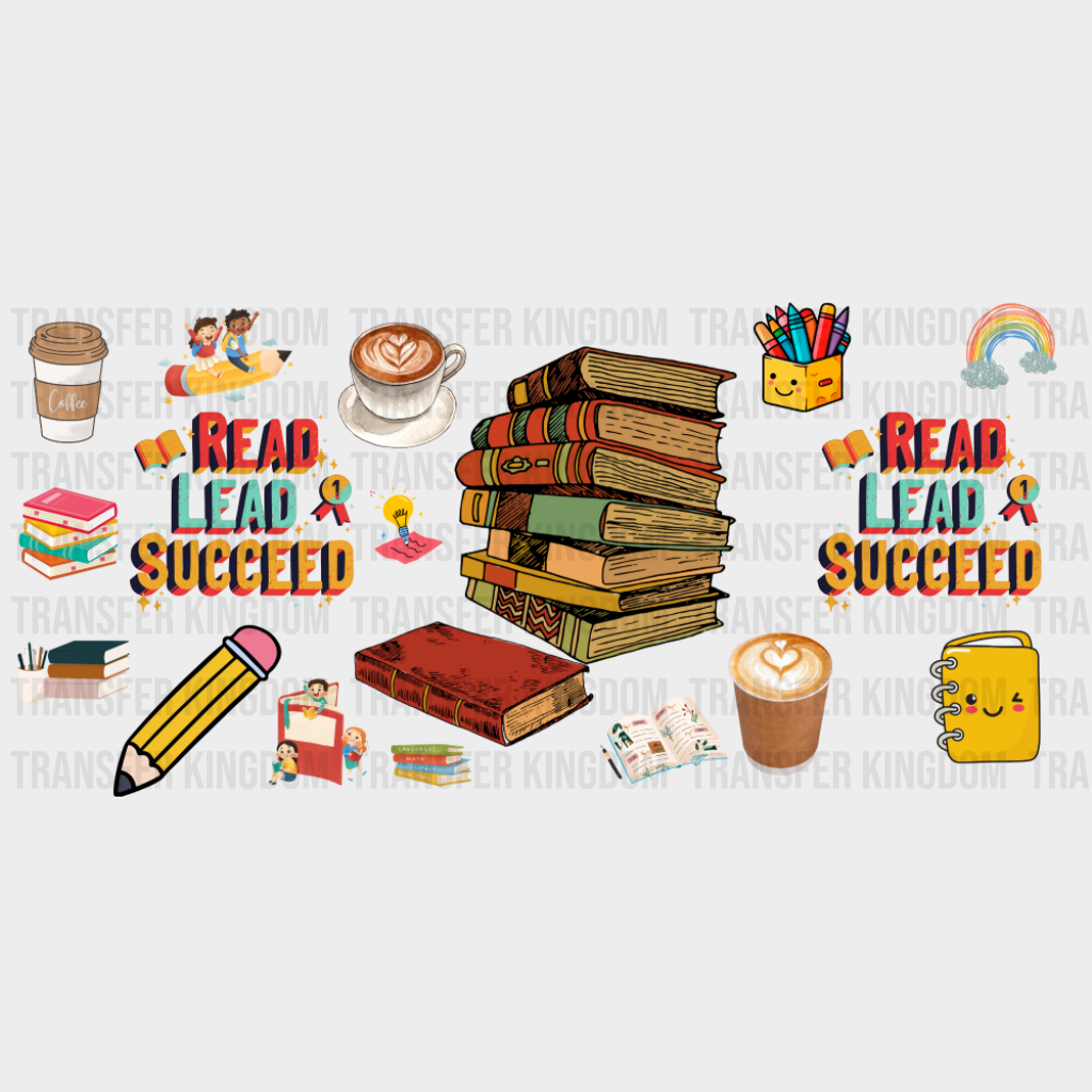 Read Lead & Succeed - General Cup Wrap UV Sticker Permanent UV DTF Decal UVDTF