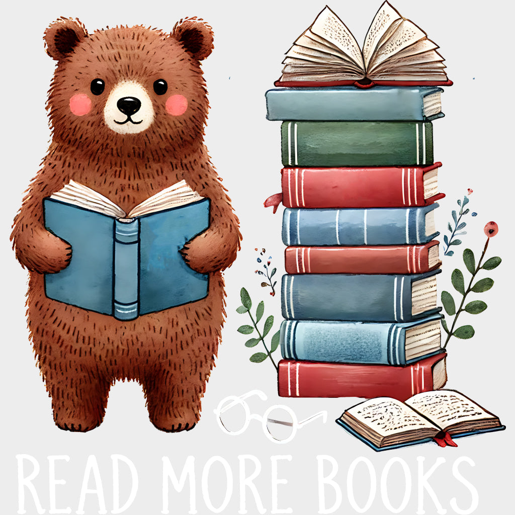 Read More Books - Reading DTF Transfers Adult Unisex - S & M (10’’) / Light Color Design (See Imaging)