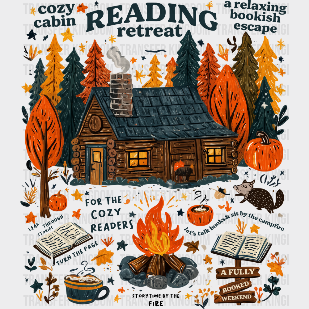 Reading Retreat - Reading DTF Transfer Adult Unisex - S & M (10’’) / Dark Color Design (See Imaging)