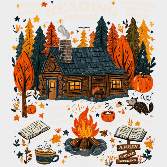 Reading Retreat - Reading DTF Transfer Adult Unisex - S & M (10’’) / Light Color Design (See Imaging)
