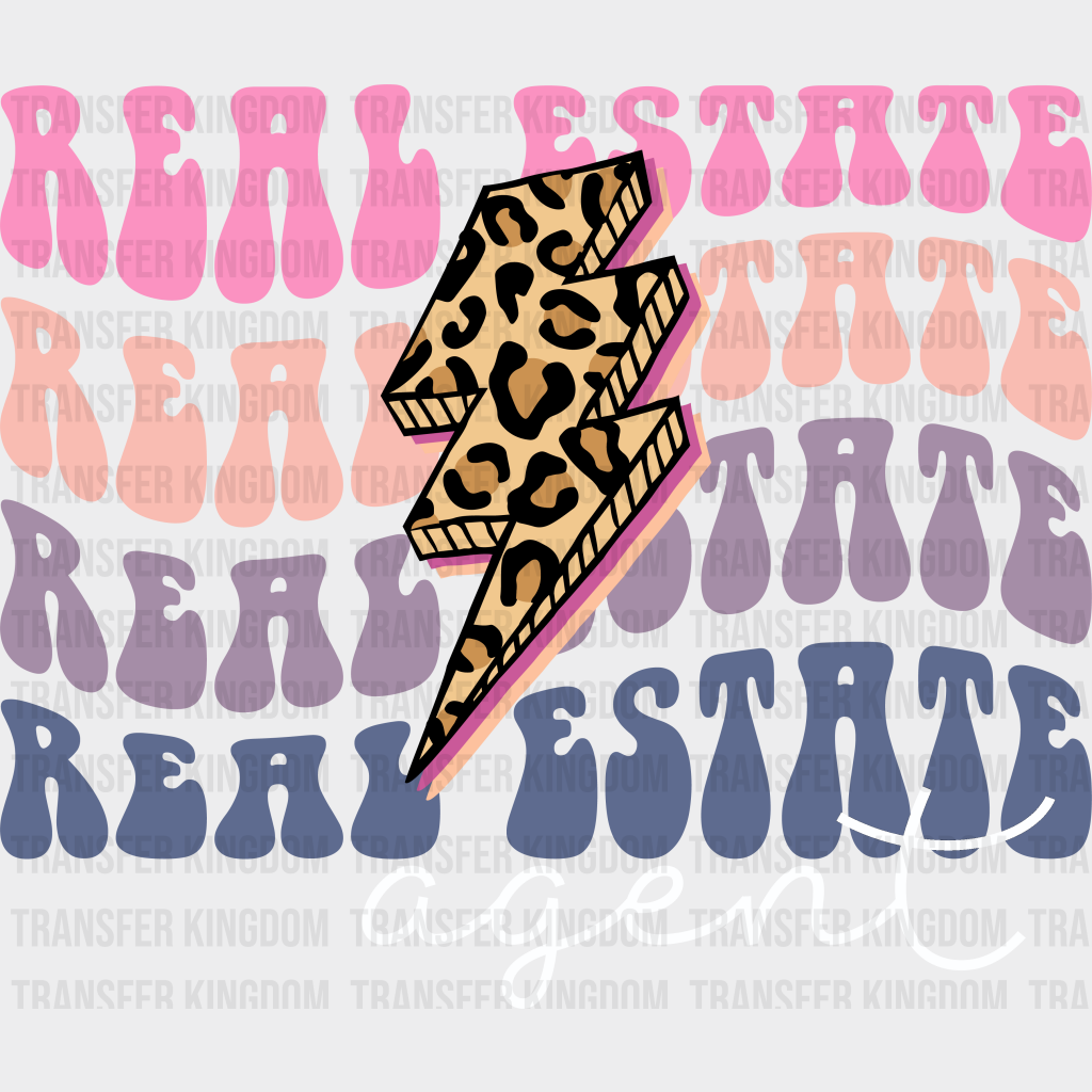 Real Estate Agent Cheetah Print Design - Realtor Dtf Transfer Unisex S & M (10’’) / Light Color