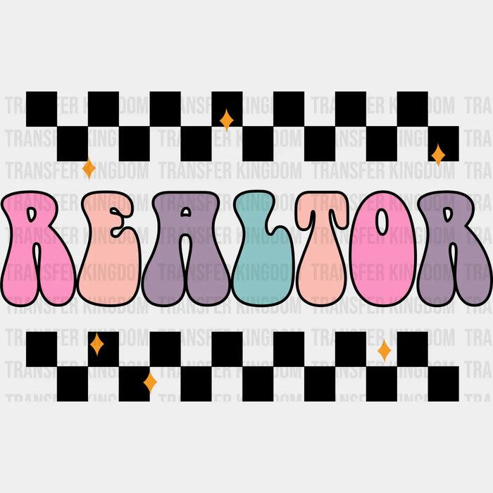 Realtor Vibes Checkered Design - Realtor Iron On DTF Transfer