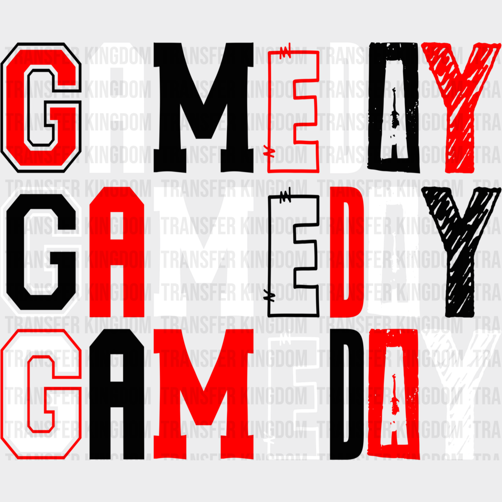 Red Black And White Gameday Design - Dtf Heat Transfer