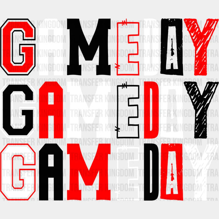 Red Black And White Gameday Design - Gameday DTF Heat Transfer