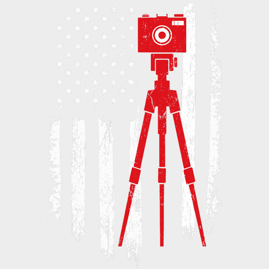 Red Camera USA Flag - Photography DTF Transfers Adult Unisex - S & M (10’’) / Light Color Design (See Imaging)