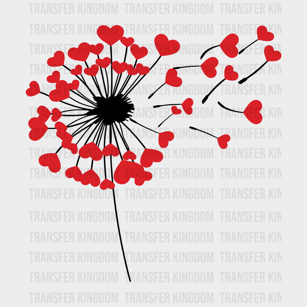 Red Flower Valentines Day Design - Dtf Heat Transfer