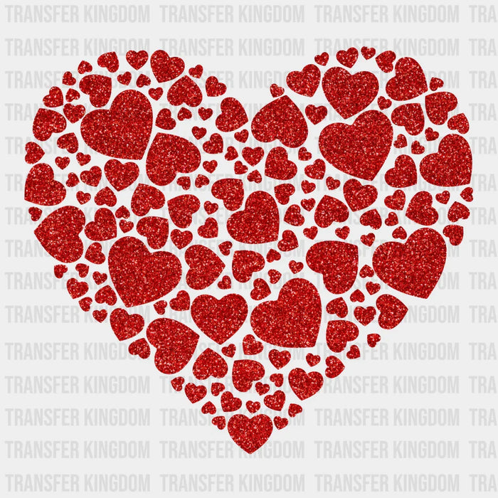 Red Little Hearts Glitter Looks Valentines Design - DTF heat transfer