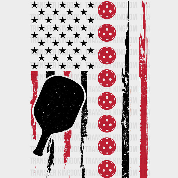 Red Pickleballs US Flag - Pickleball DTF Transfers