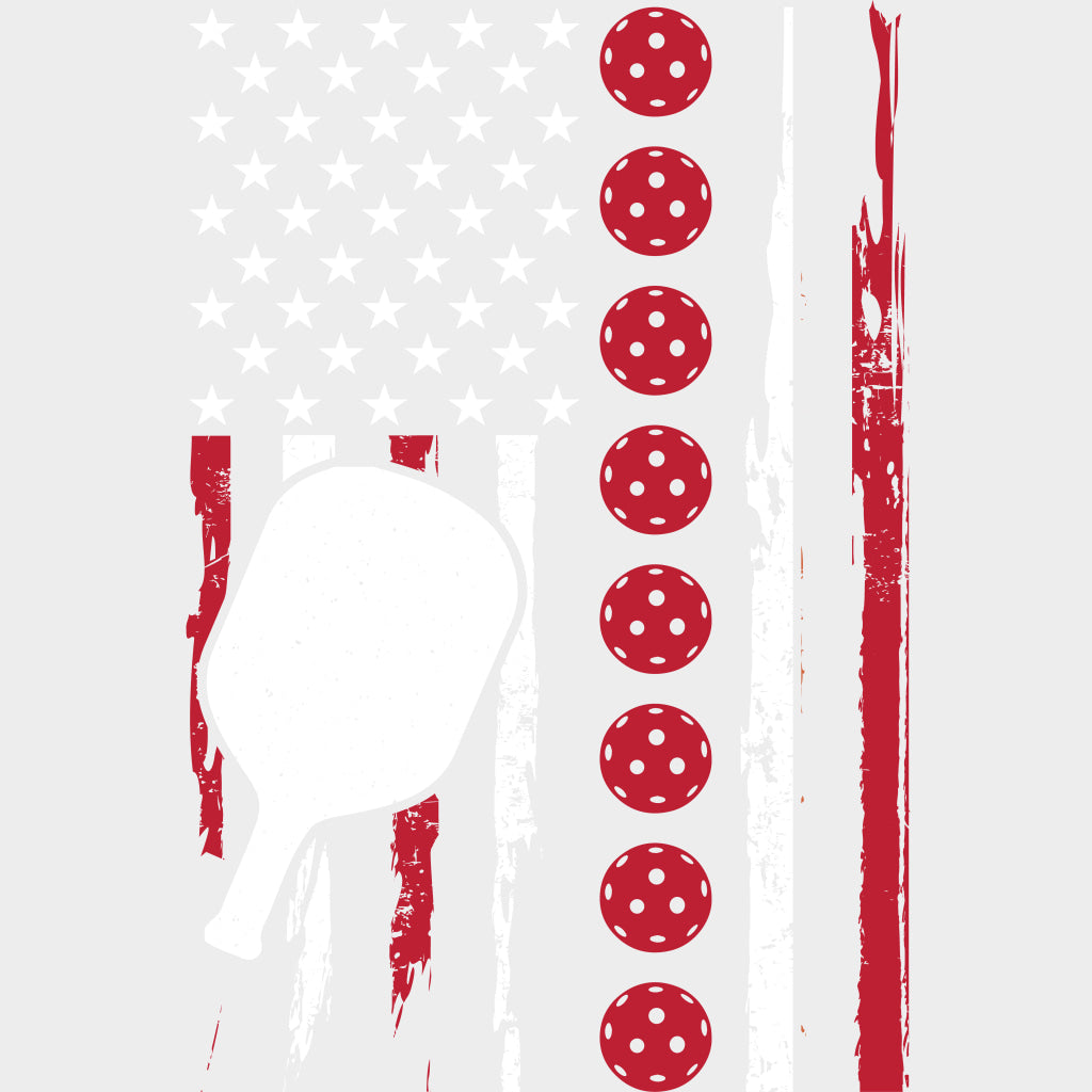 Red Pickleballs US Flag - Pickleball DTF Transfers Adult Unisex - S & M (10’’) / Light Color Design (See Imaging)