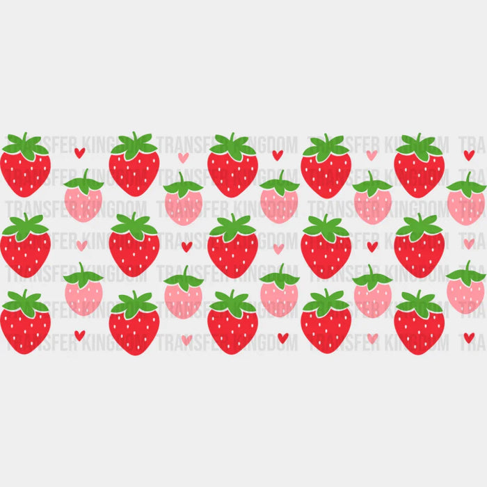 Red & Pink Strawberries - Cats Cup Wrap UV Sticker Permanent UV DTF Decal