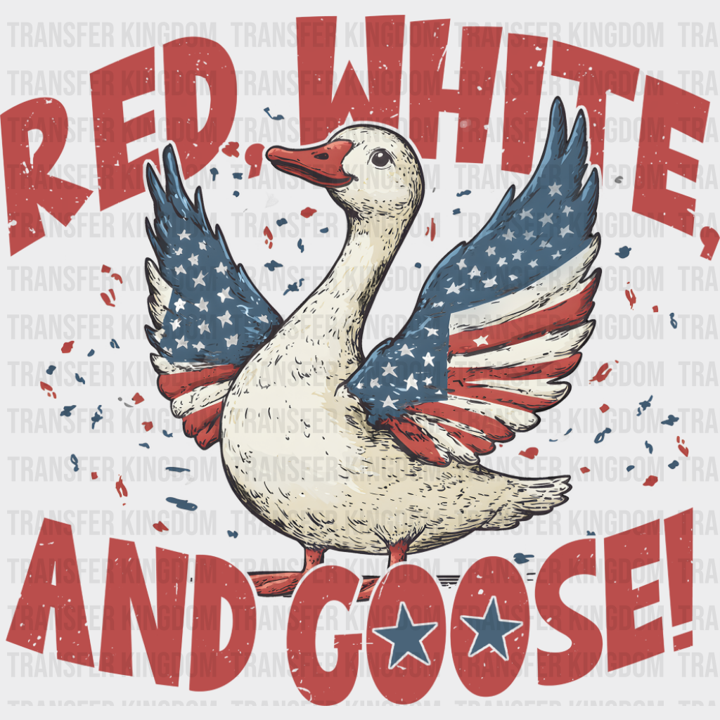Red White And Goose - 4th Of July DTF Transfer Adult Unisex - S & M (10’’) / Dark Color Design (See Imaging)