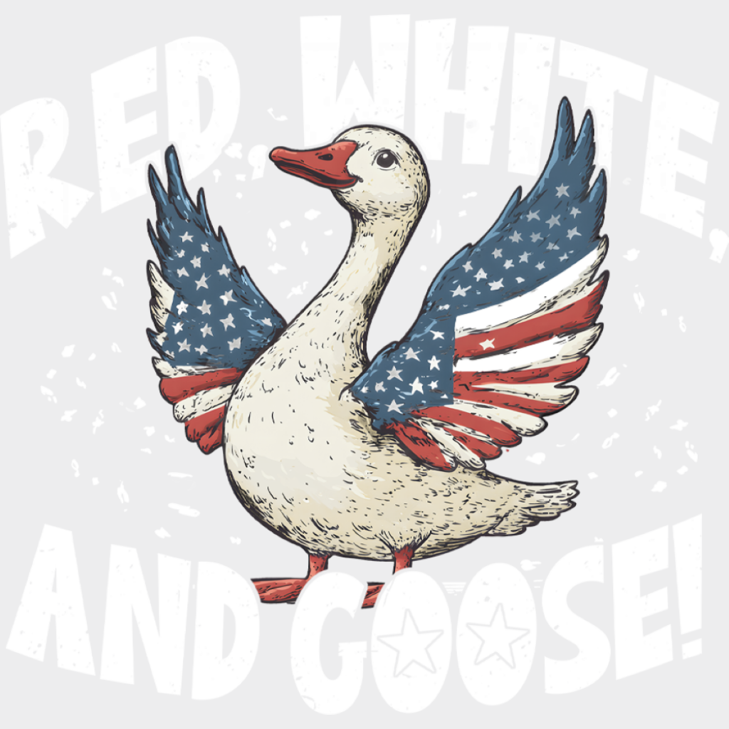 Red White And Goose - 4th Of July DTF Transfer Adult Unisex - S & M (10’’) / Light Color Design (See Imaging)