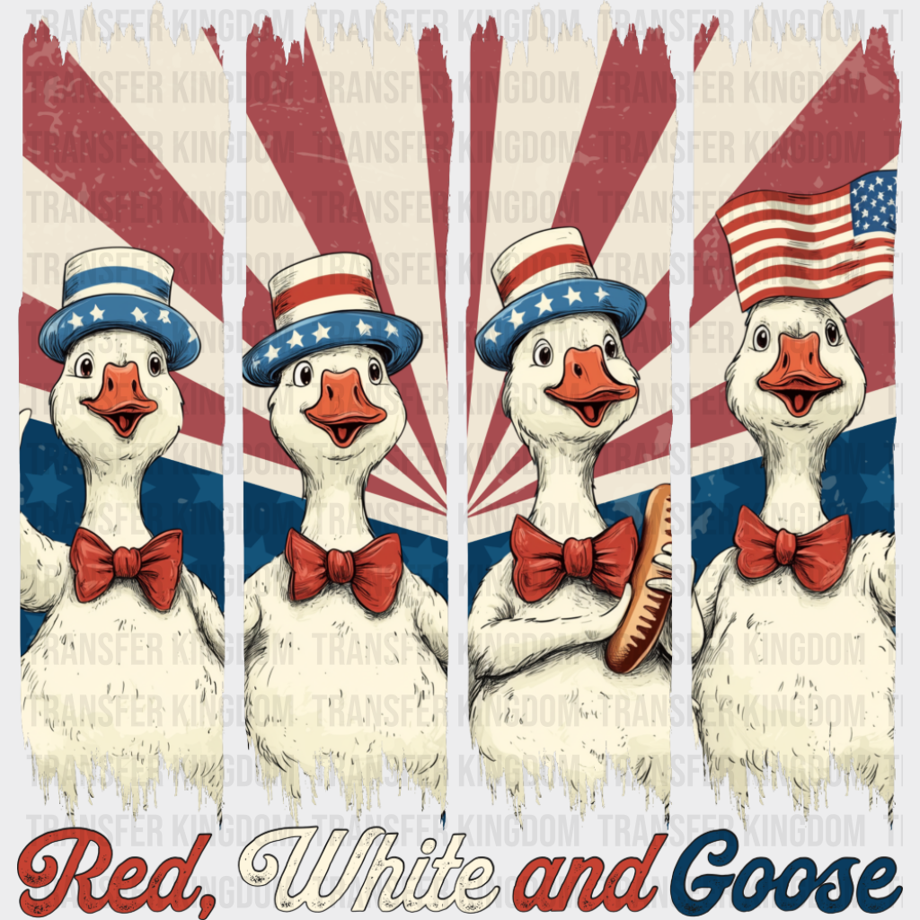 Red White And Goose US Flag - 4th Of July DTF Transfer
