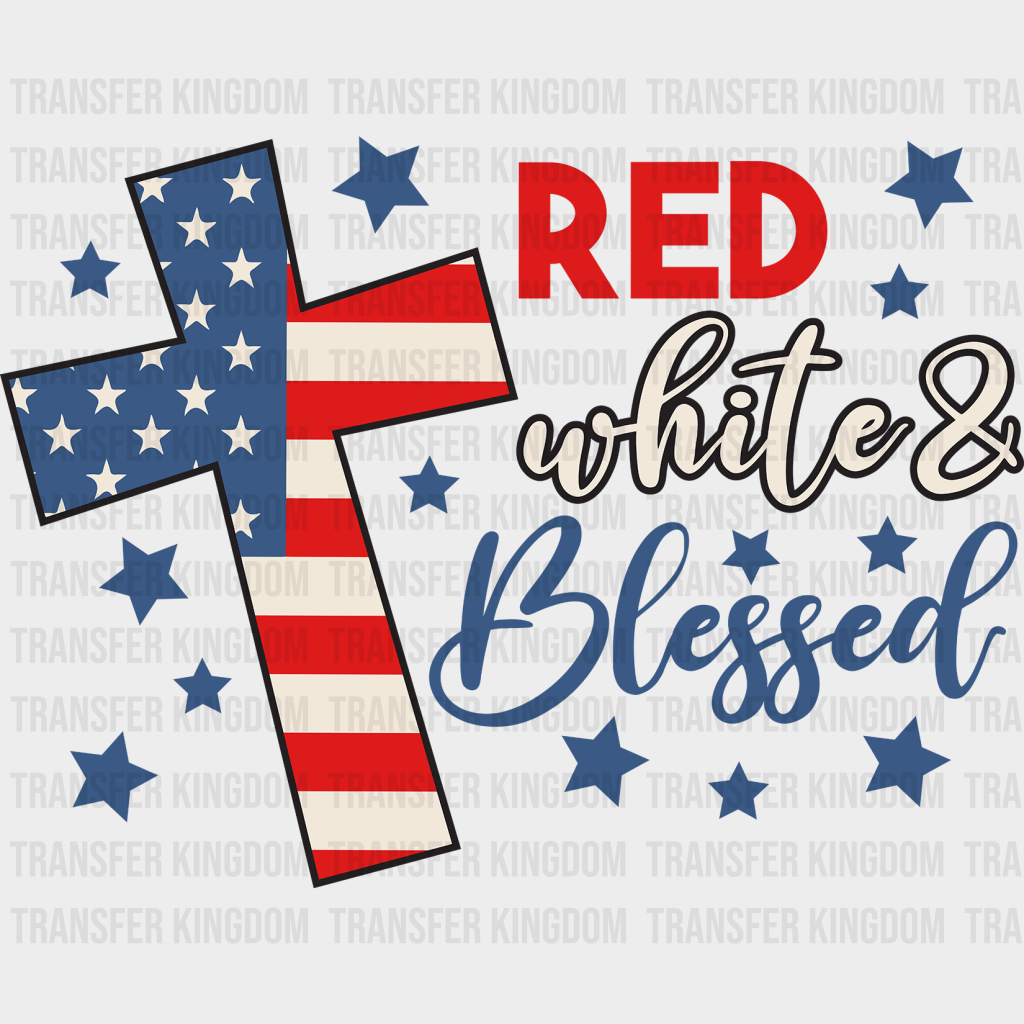 Red White & Blessed- Memorial Day DTF Transfer - Transfer Kingdom