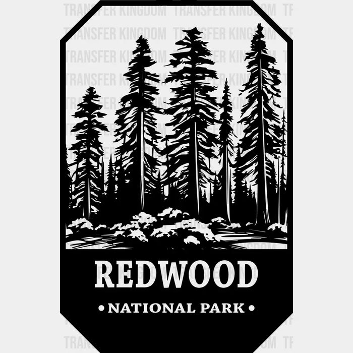 Redwood National Park Black And White Design - National Parks DTF Transfers