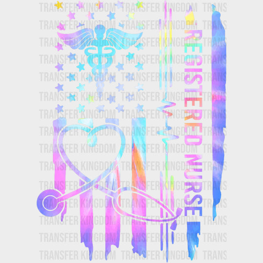 Registered Nurse Colorful USA Flag - Registered Nurse DTF Transfers