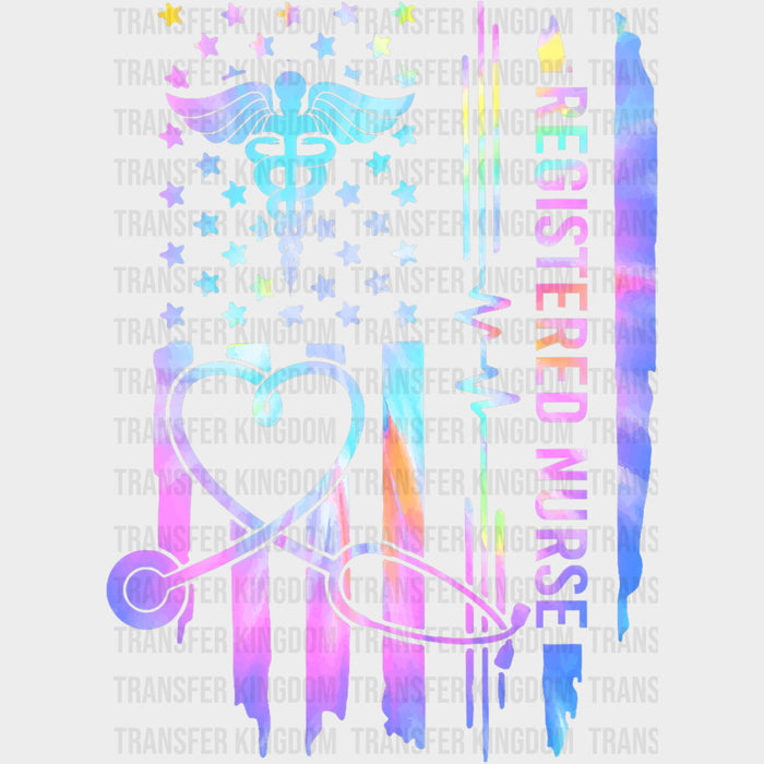 Registered Nurse, Colorful USA Flag - Registered Nurse DTF Transfers