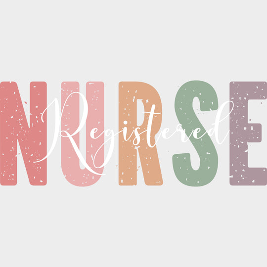 Registered Nurse Cursive Design - Registered Nurse DTF Transfers Adult Unisex - S & M (10’’) / Light Color Design (See