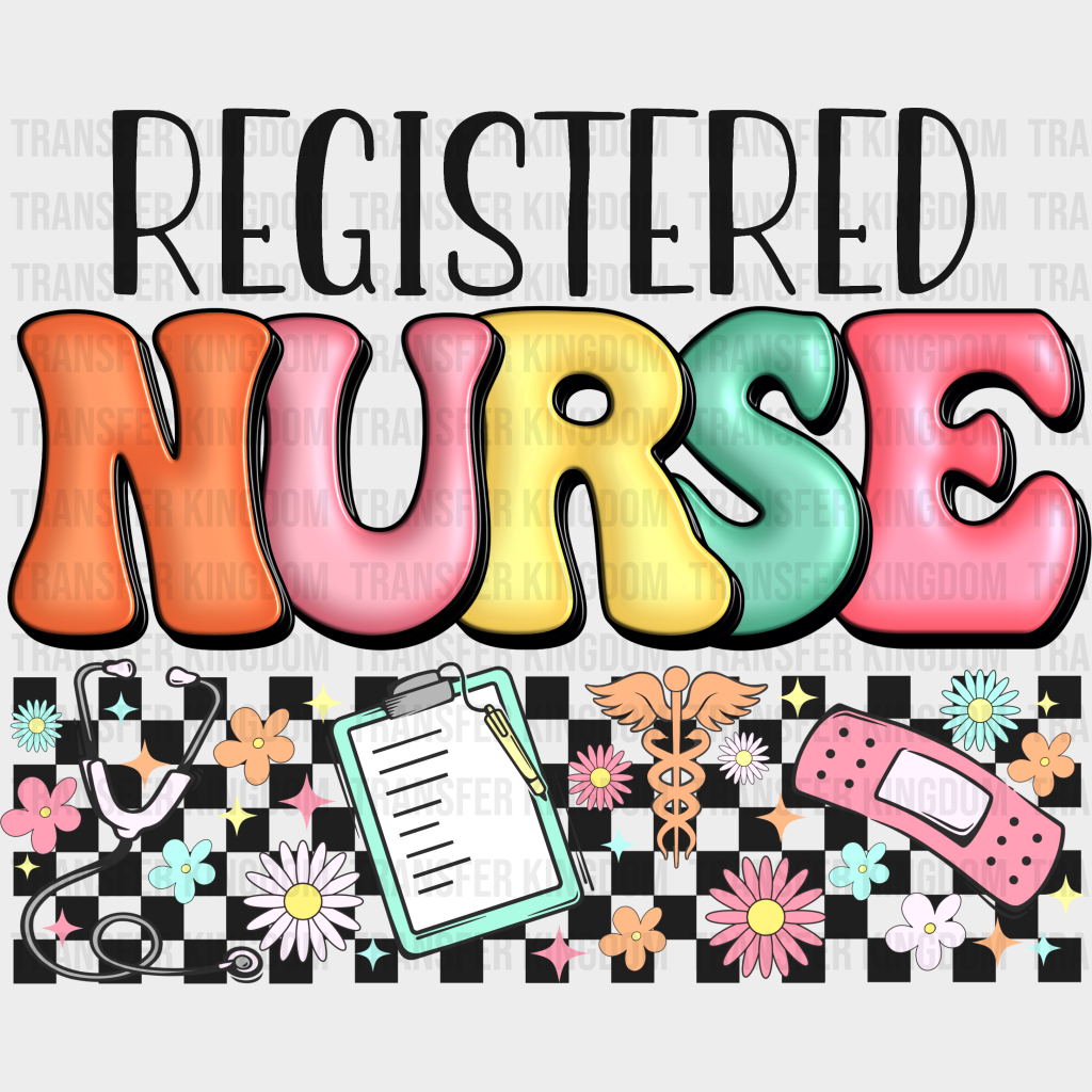 Registered Nurse Doodles Design - Dtf Transfers Unisex S & M (10’’) / Dark Color See Imaging