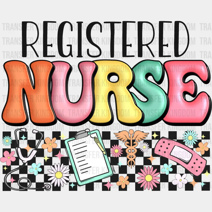 Registered Nurse Doodles Checkered Design - Registered Nurse DTF Transfers