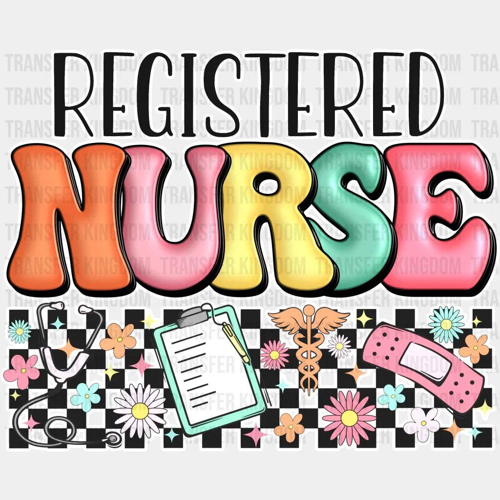 Registered Nurse Doodles Design - Dtf Transfers Unisex S & M (10’’) / Light Color See Imaging
