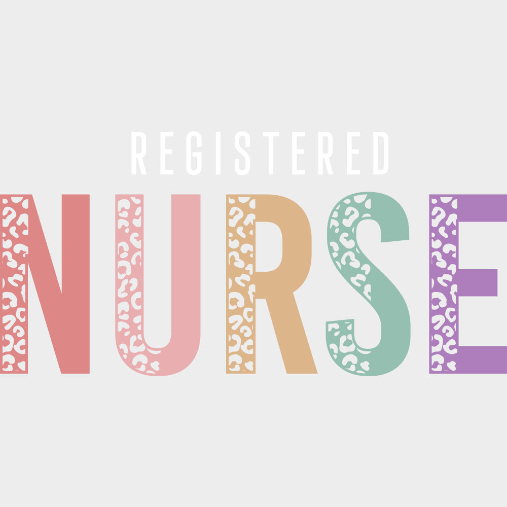 Registered Nurse Leopard Print - Registered Nurse DTF Transfers Adult Unisex - S & M (10’’) / Light Color Design (See