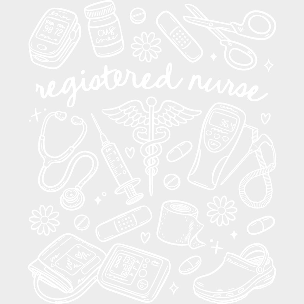 Registered Nurse Multi Color Design - Registered Nurse DTF Transfers Adult Unisex - S & M (10’’) / Light Color Design