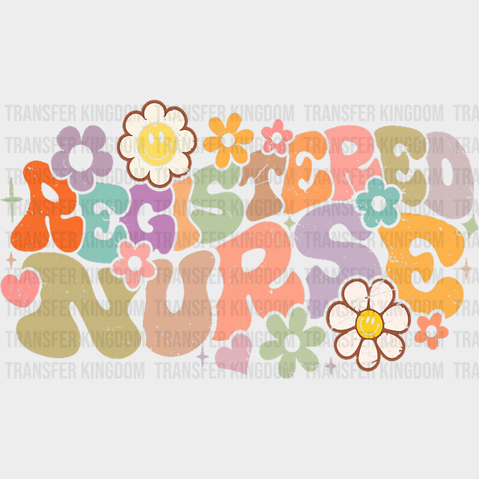 Registered Nurse, Retro Wavy Design - Registered Nurse DTF Transfers