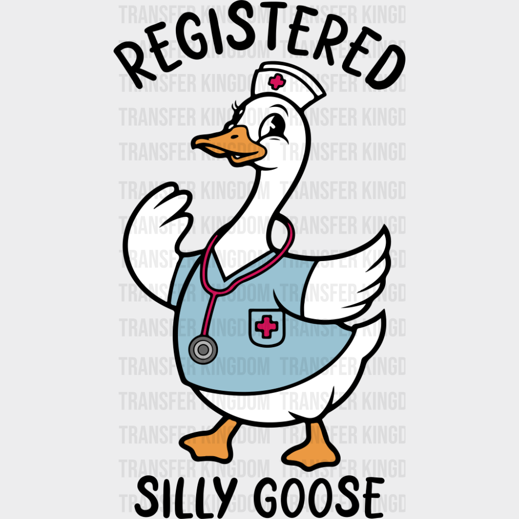 Registered Silly Goose B&W - Funny DTF Transfer Adult Unisex - S & M (10’’) / Dark Color Design (See Imaging)