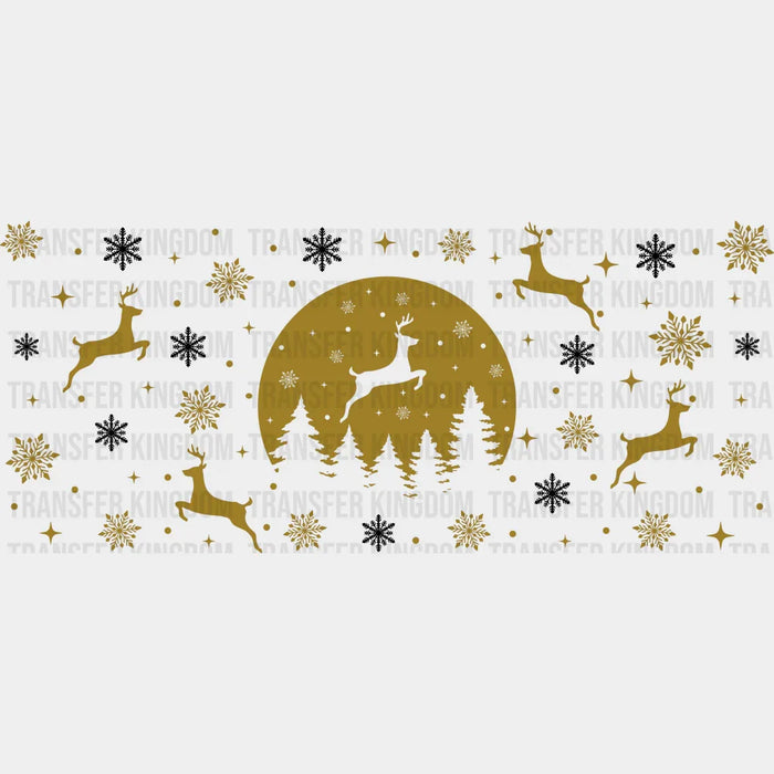 Reindeer Moon Design - Christmas Cup Wrap UV Sticker Permanent UV DTF Decal