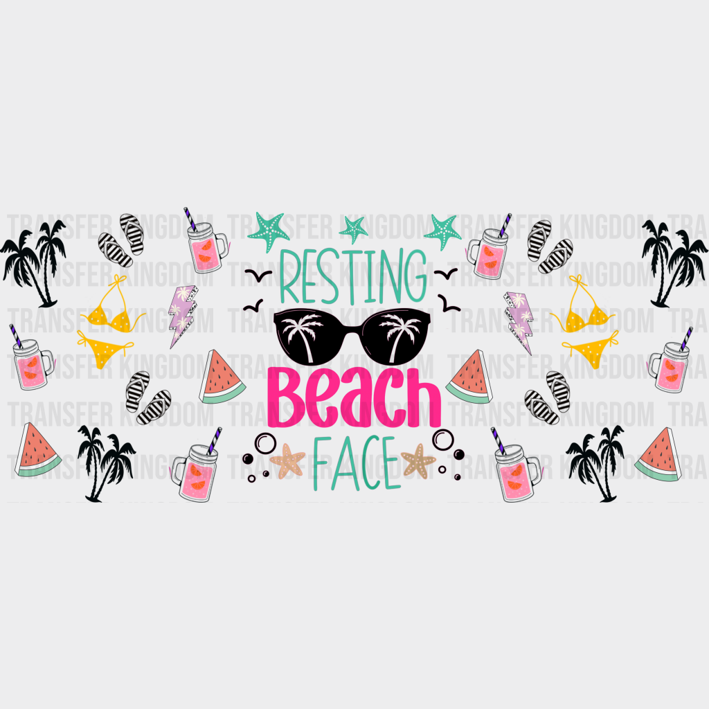 Resting Beach Face - Summer Cup Wrap Uv Sticker Permanent Dtf Decal