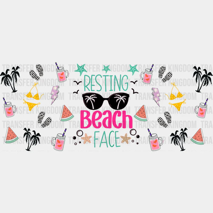 Resting Beach Face - Summer Cup Wrap UV Sticker Permanent UV DTF Decal