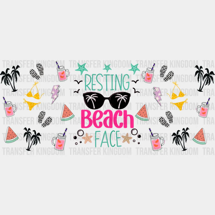 Resting Beach Face Sunglasses - Summer Cup Wrap UV Sticker Permanent UV DTF Decal