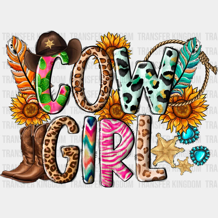 Retro Cowgirl Boots And Hat Design - Cowgirl DTF Transfers