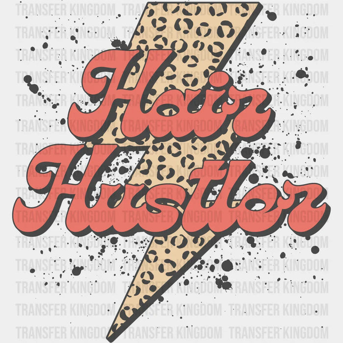 Retro Hair Hustler Lightning Bolt Design - Hair Stylist DTF heat transfer