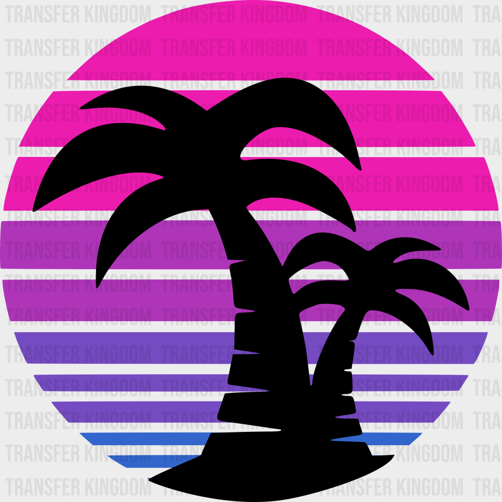 Retro Palm Trees Summer Uv Dtf Transfer Cup Wrap Sticker