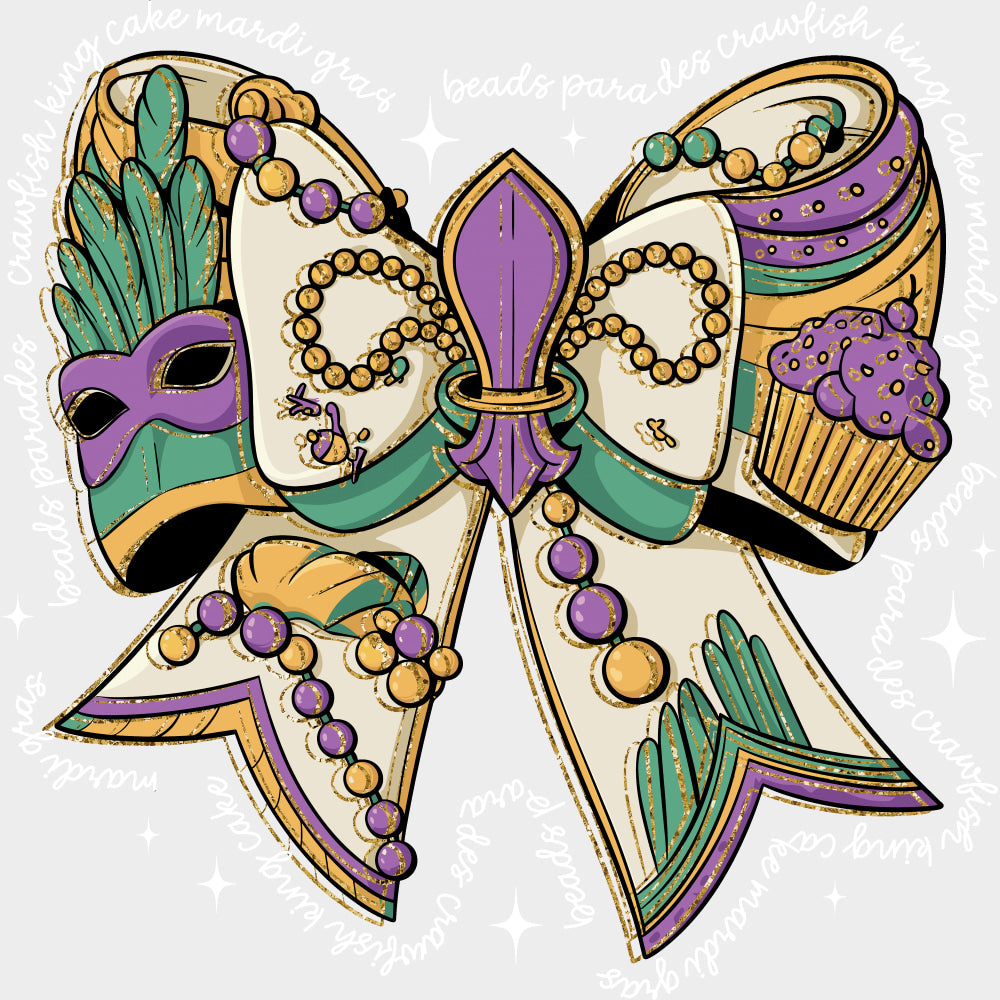 Ribbon Art - Mardi Gras DTF Transfers Adult Unisex - S & M (10’’) / Light Color Design (See Imaging)