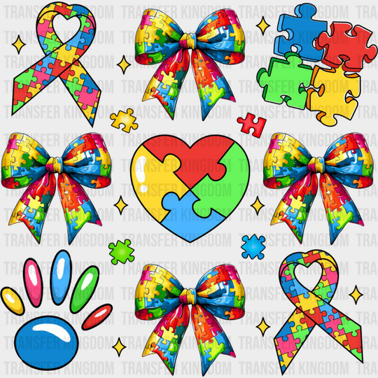 Ribbon Heart Jigsaw - Autism Awareness DTF Transfer