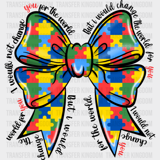 Ribbon Jigsaw Puzzle Design - Autism Awareness DTF Transfer Unisex - S & M (10’’) Dark Color Design (See Imaging)