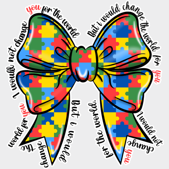 Ribbon Jigsaw Puzzle Design - Autism Awareness DTF Transfer Unisex - S & M (10’’) Light Color Design (See Imaging)