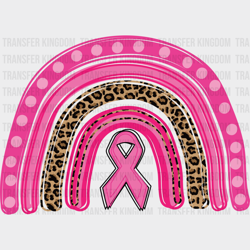 Ribbon Rainbow Pink Design - Breast Cancer Dtf Transfer