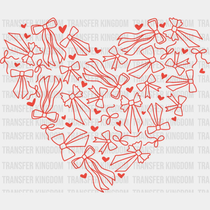 Ribbon Red And White Hearts - Valentine's Day DTF Transfer