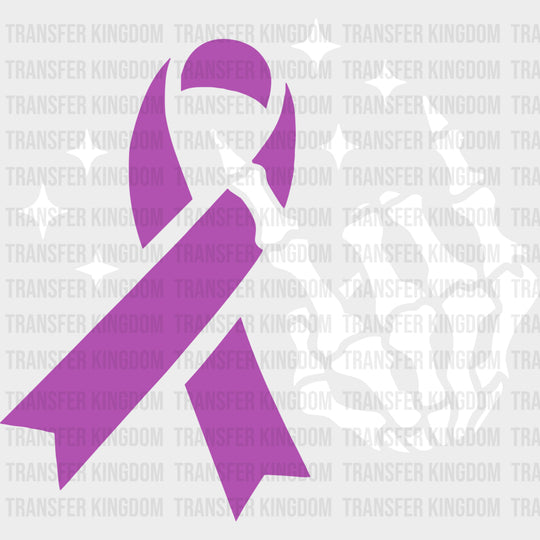 Ribbon & Sign of the Horns - Pancreatic Cancer DTF Transfers - Adult Unisex - S & M (10’’) / Dark Color Design (See