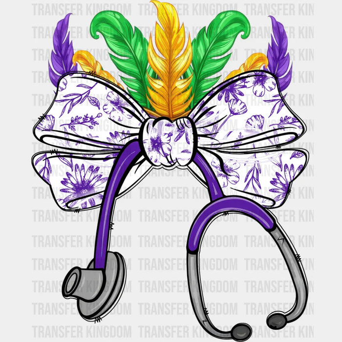 Ribbon Stethoscope - Mardi Gras DTF Transfer
