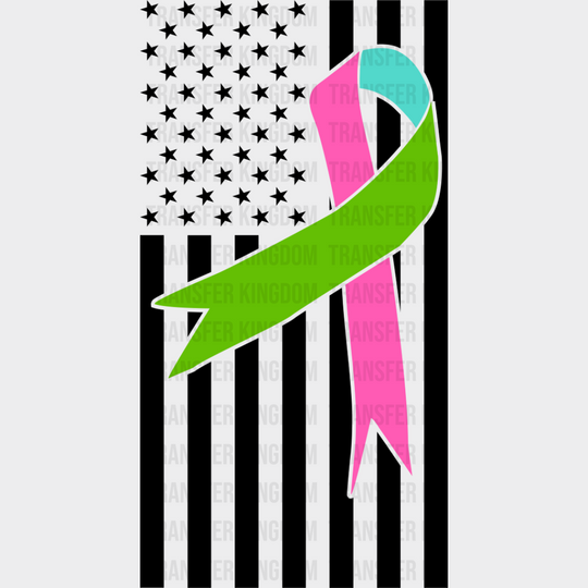 Ribbon Usa Flag Design - Metastatic Breast Cancer Dtf Transfer Unisex S & M (10’’) / Dark Color