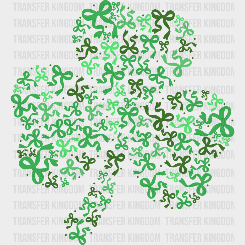 Ribbons In Clover - St. Patrick’s Day DTF Transfer Adult Unisex - S & M (10’’) / Green Color Design (See Imaging)