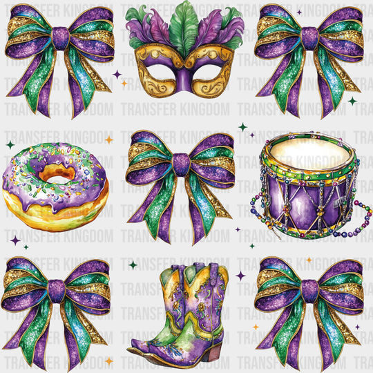 Ribbons Mask Donut Boots - Mardi Gras DTF Transfers