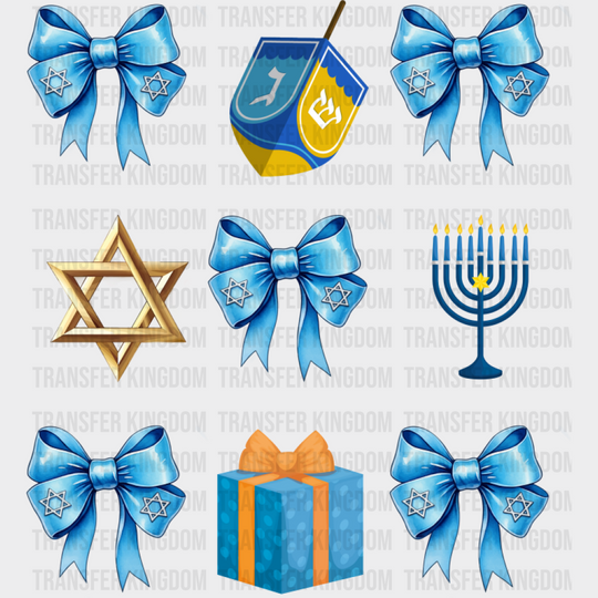 Ribbons & Star Of David - Hanukkah DTF Transfer